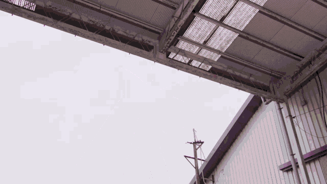 looking up into the roof of a building