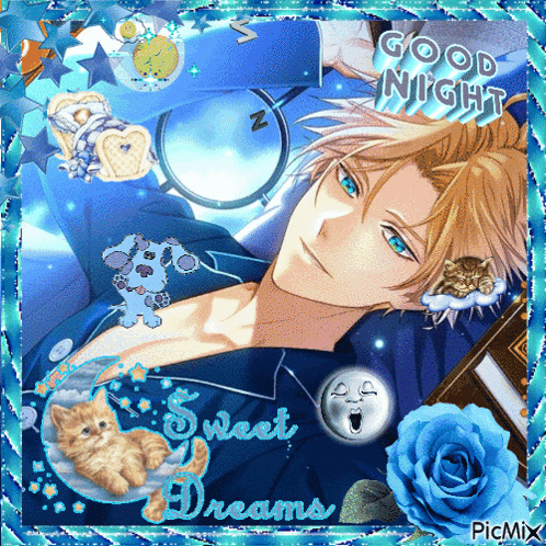 a picture of a man with the words good night sweet dreams written on it