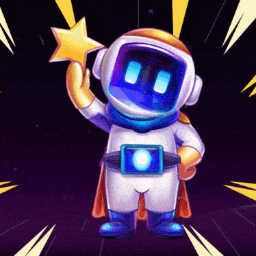 a cartoon of an astronaut holding a star
