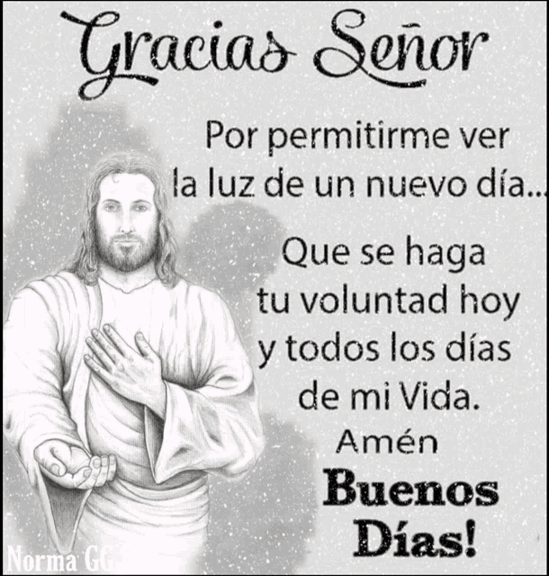 a drawing of jesus with the words gracias señor above him