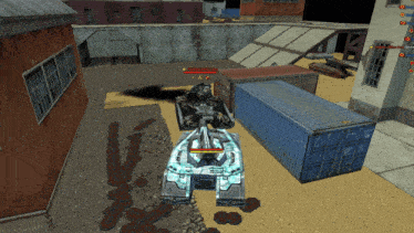 a video game is being played on a computer with a tank in the middle