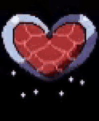 a pixel art of a heart with a purple border