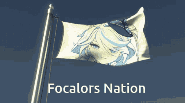 a white flag with a picture of a girl and the words focalors nation