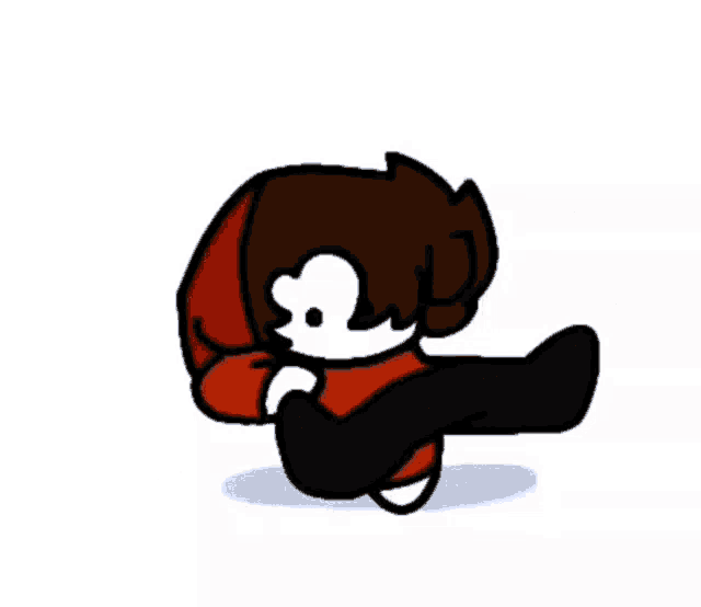 a cartoon drawing of a person in a red shirt