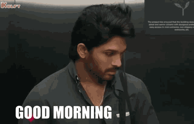 a man in an elevator says " good morning "