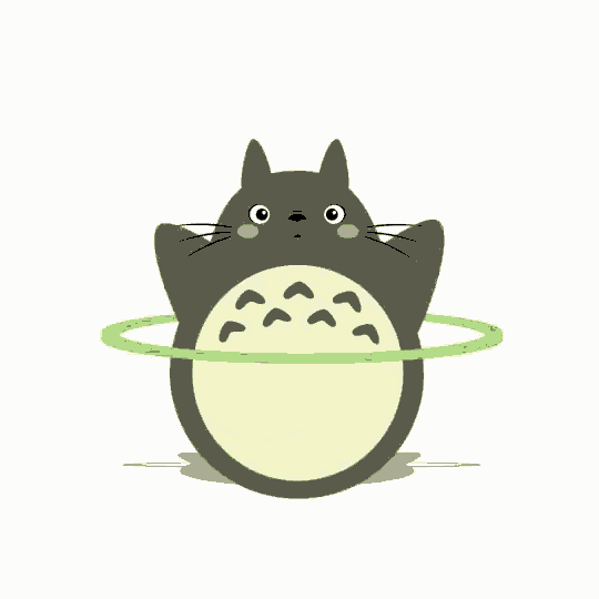 a cartoon cat is playing with a hula hoop