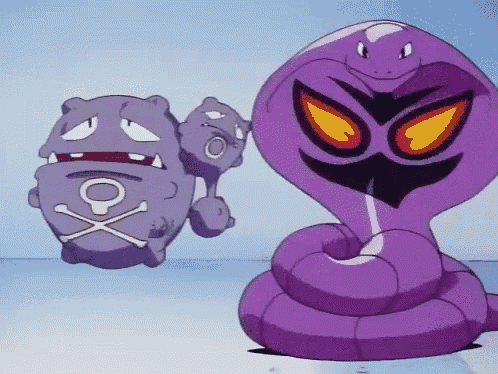 a purple snake with a skull and crossbones on it