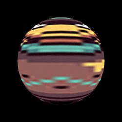a colorful sphere on a black background that looks like a planet