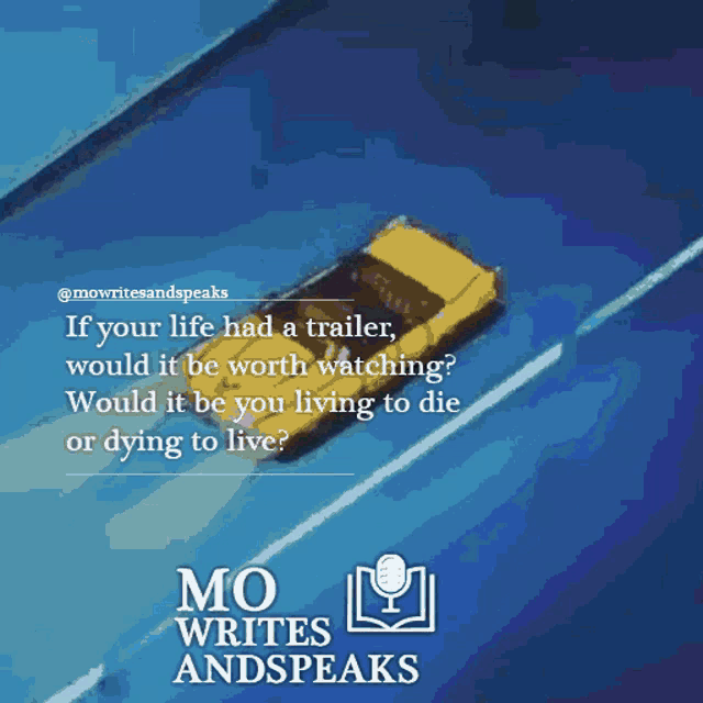 an advertisement for mo writes and speaks shows a car driving down the road
