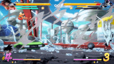a screenshot of a video game with goku and frieza in it .