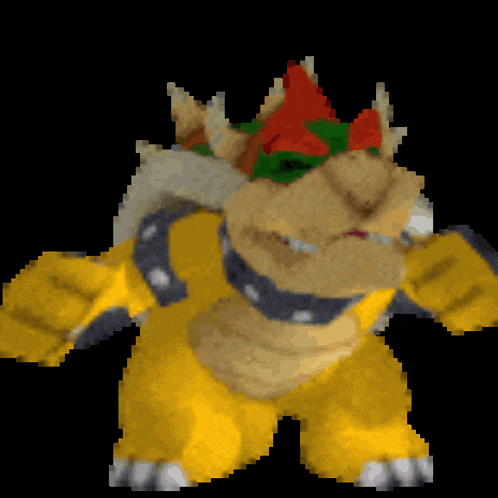 a pixel art of bowser with a crown on his head