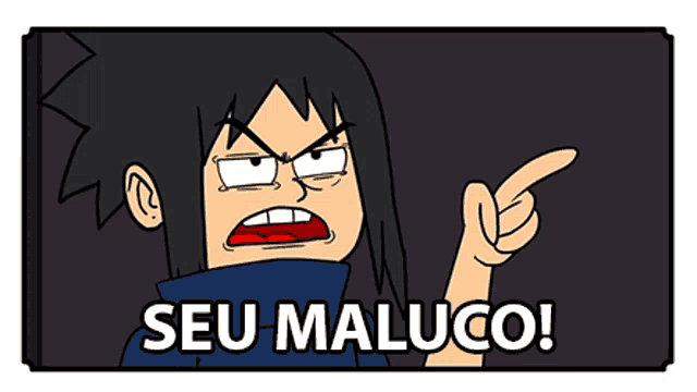 a cartoon of a man pointing at something with the words seu maluco below him