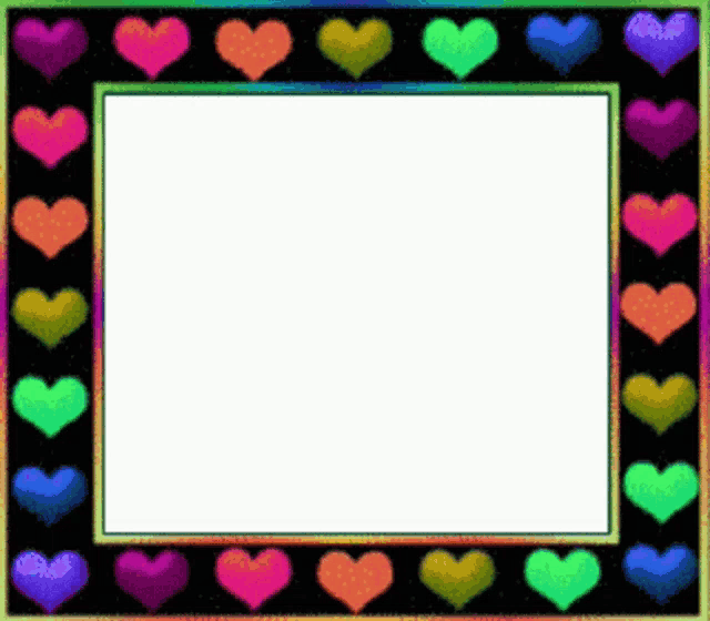 a picture frame with rainbow colored hearts on it