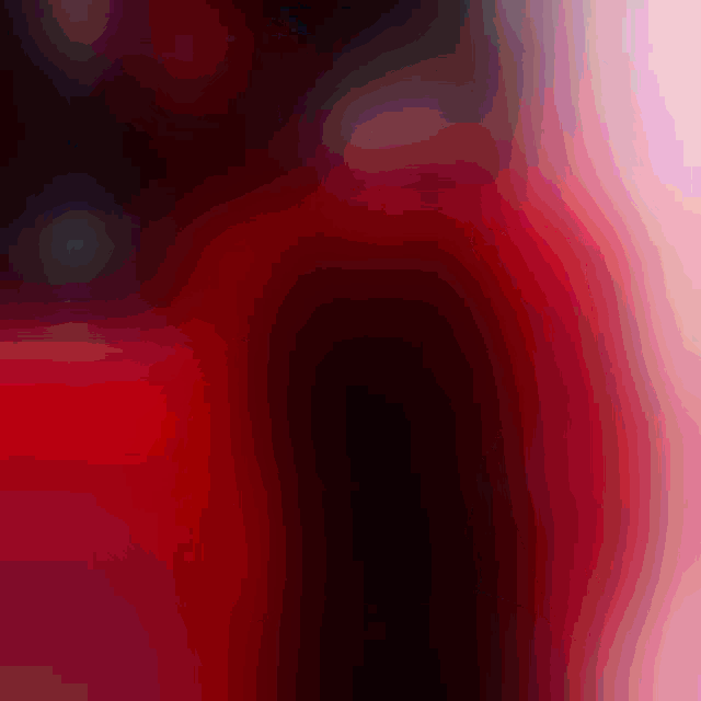 a painting of a red and black background with a rainbow