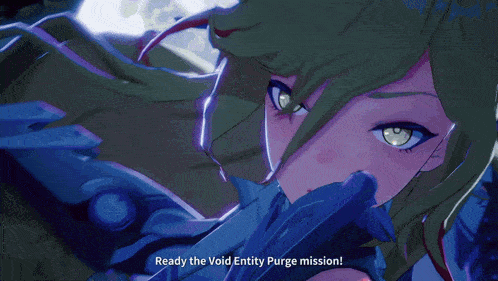 a video game character says ready the void entity purge mission on the screen