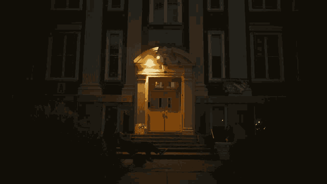 a large building with a sign that says ' a few steps away ' on it