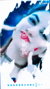 a picture of a woman 's face with a blue background and a caption that says cap cut