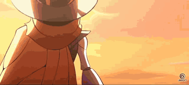a cartoon drawing of a robot with the ubisoft logo in the corner