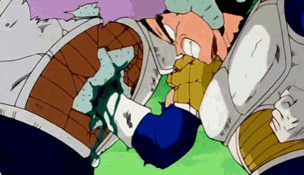 a cartoon of a man holding another man 's hand while they are fighting .