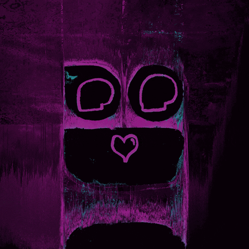 a purple background with a cartoon face and a heart