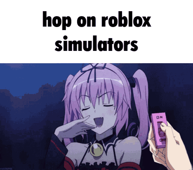 a picture of a girl with the words hop on roblox simulators on the bottom