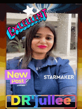 a picture of a woman with a starmaker logo on her shirt