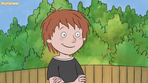 a cartoon of a boy standing in front of a wooden fence with the words kisscartoon below him