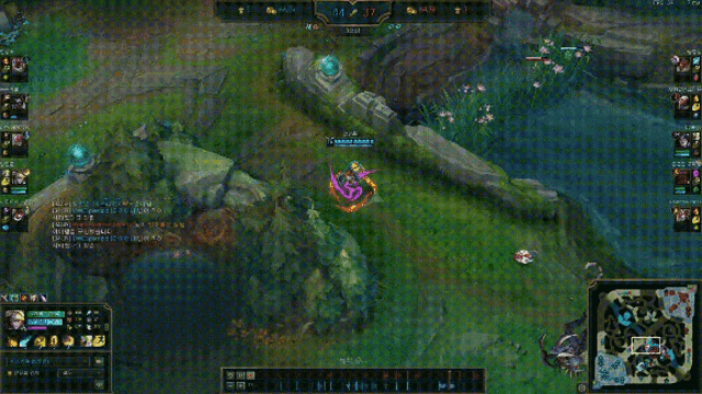 a screenshot of a league of legends game shows a player with a purple sword