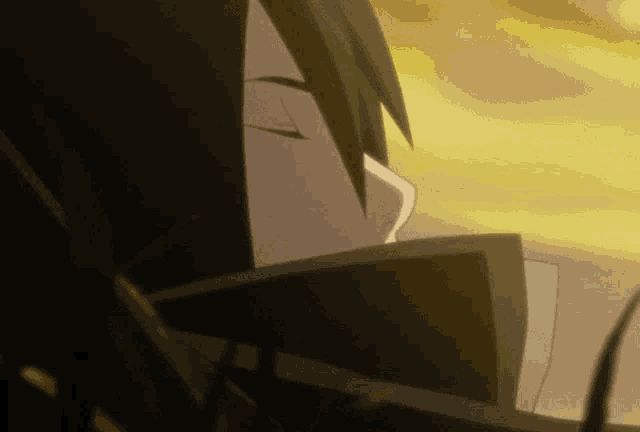 a close up of a cartoon character with his eyes closed