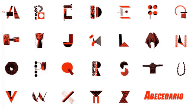 a bunch of red icons on a white background with the word abecedario