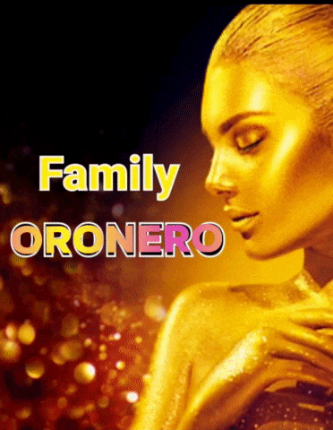 a woman is covered in gold and the words family oronero are on the bottom