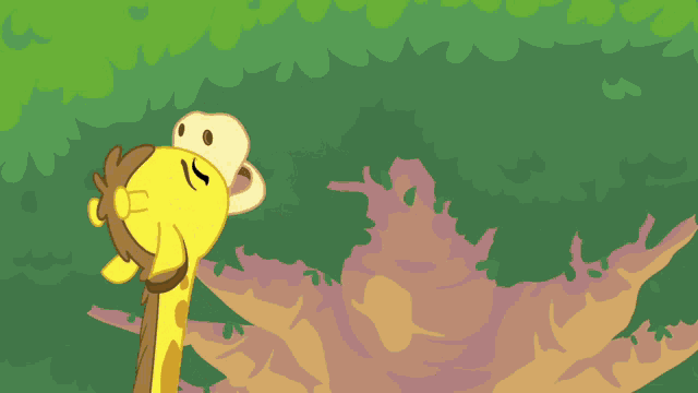 a cartoon drawing of a giraffe eating a plant