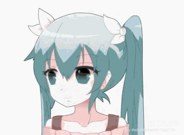 a close up of a girl 's face with a coue logo in the corner