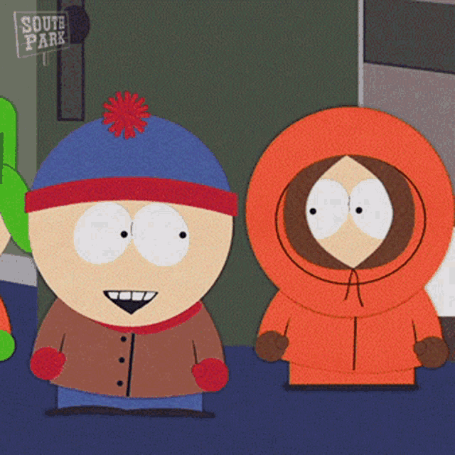 two south park characters stand next to each other