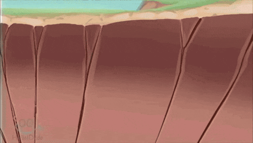 a cartoon drawing of a cliff with a few lines on it