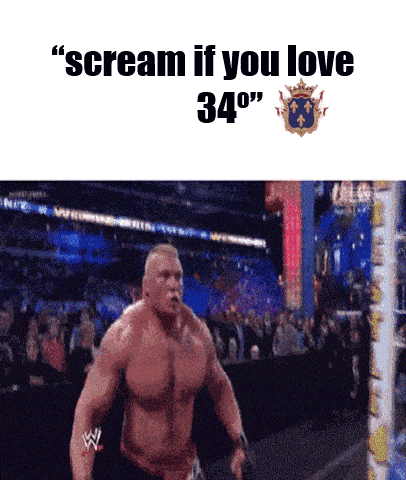 a picture of a man with the words " scream if you love 34 "
