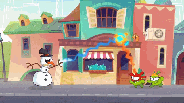 Fighting The Monster Snowman Snowman GIF - Fighting The Monster Snowman Snowman Monster GIFs
