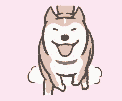 a cartoon drawing of a dog with its tongue hanging out