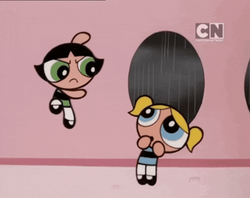 a cartoon of buttercup and bubbles from the powerpuff girls show