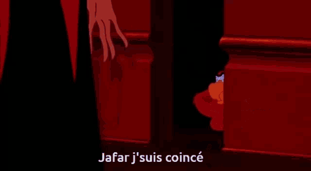 a cartoon of a bird with the words jafar j 'suis coince written below it