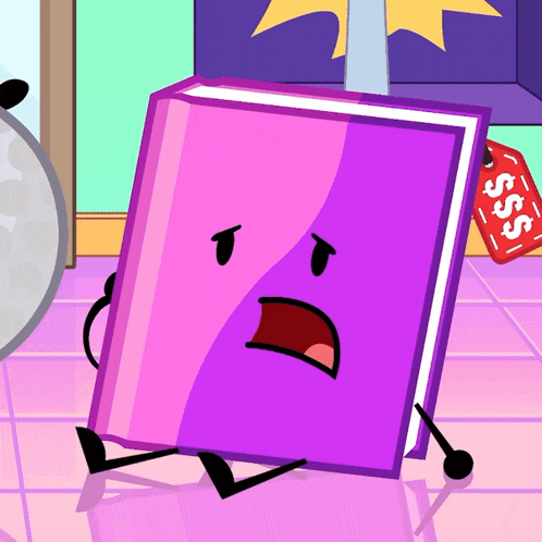 a purple book with a tag that says ' $ 1 ' on it