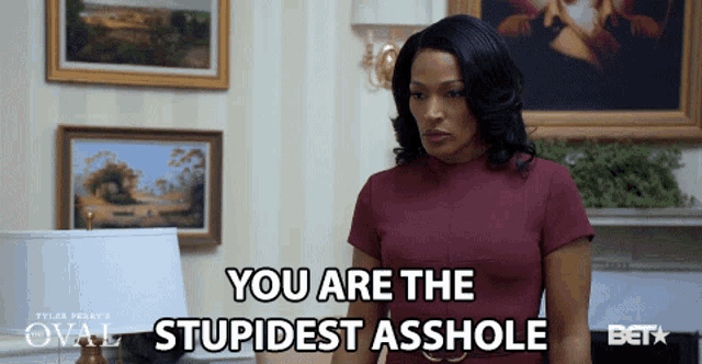 a woman says you are the stupidest asshole in front of paintings