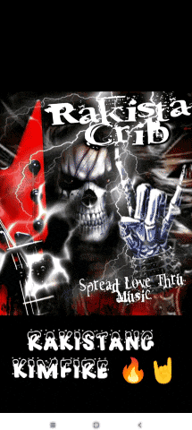 a poster for the band rakista crib shows a skull holding a guitar