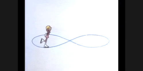 a drawing of a girl skating in the shape of an infinity sign