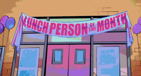 a banner that says lunch person of the month on it