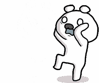 a cartoon polar bear is crying with tears running down its face .