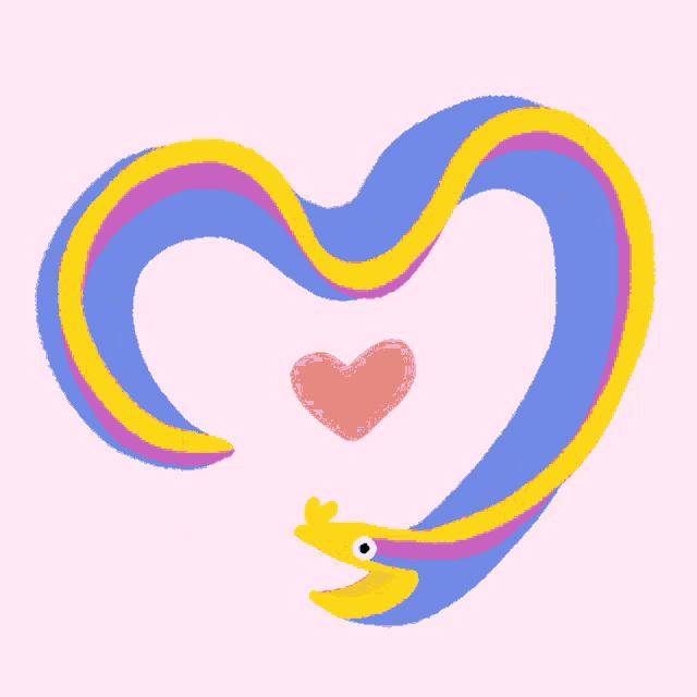 a drawing of a worm in a heart shape