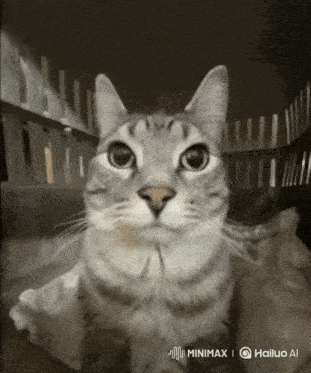 a cat is sitting in a cage with the words hailuo ai on the bottom right
