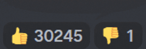 a thumbs up and thumbs down icon with the number 30245 and 1