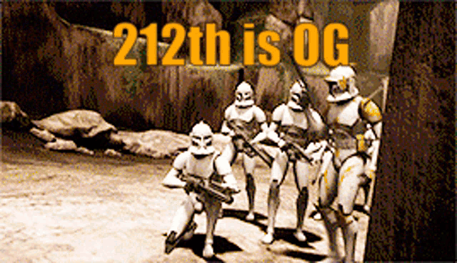 a group of clone trooper soldiers standing next to each other with the words 212th is og